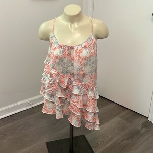 Free People Rose Print Ruffle Tank